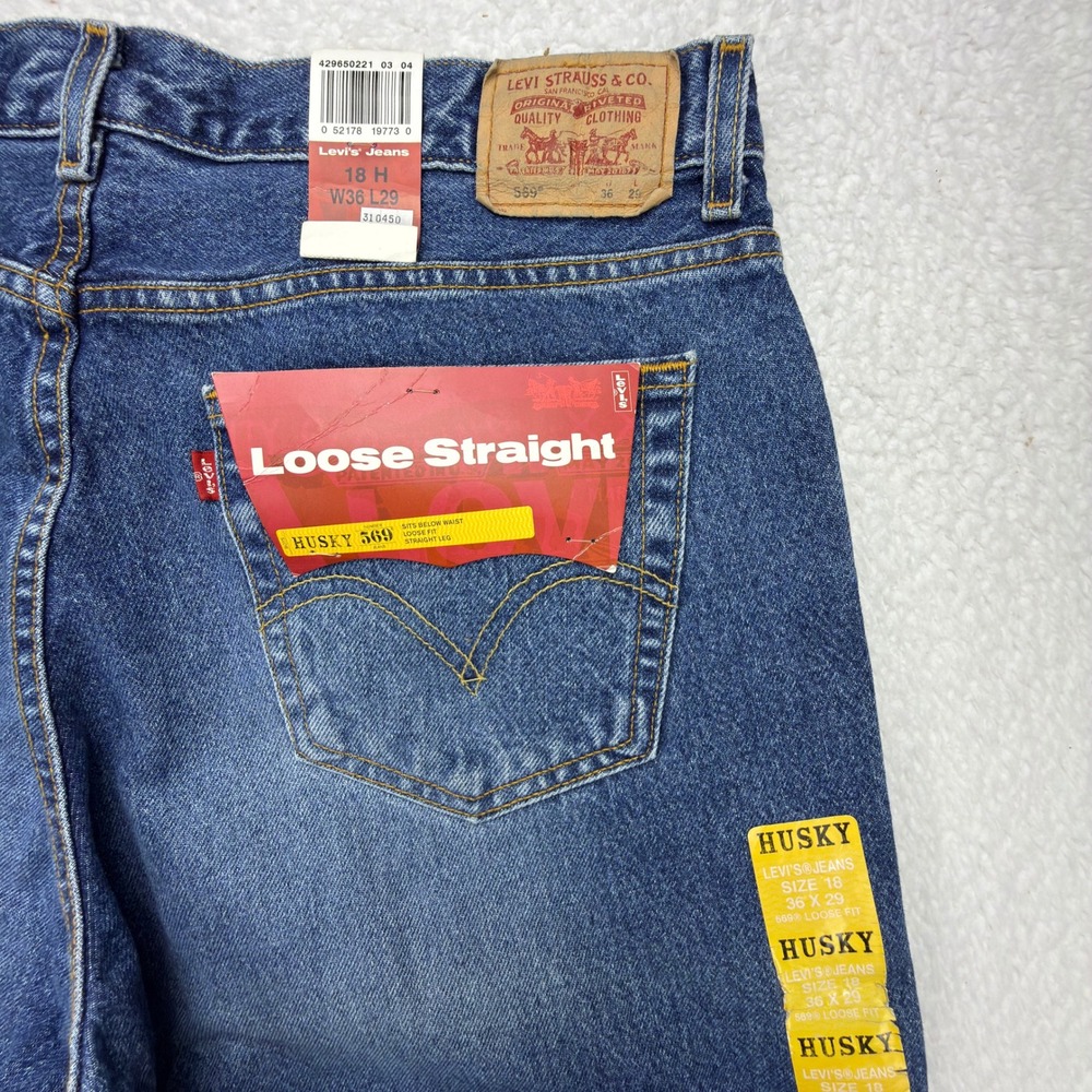 Vintage Levis 569 Loose Straight Husky Mens Jeans Blue Denim 36x29‎ NWT